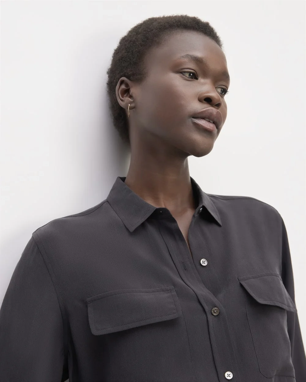 The Utility Shirt in Washable Silk | Black (3)
