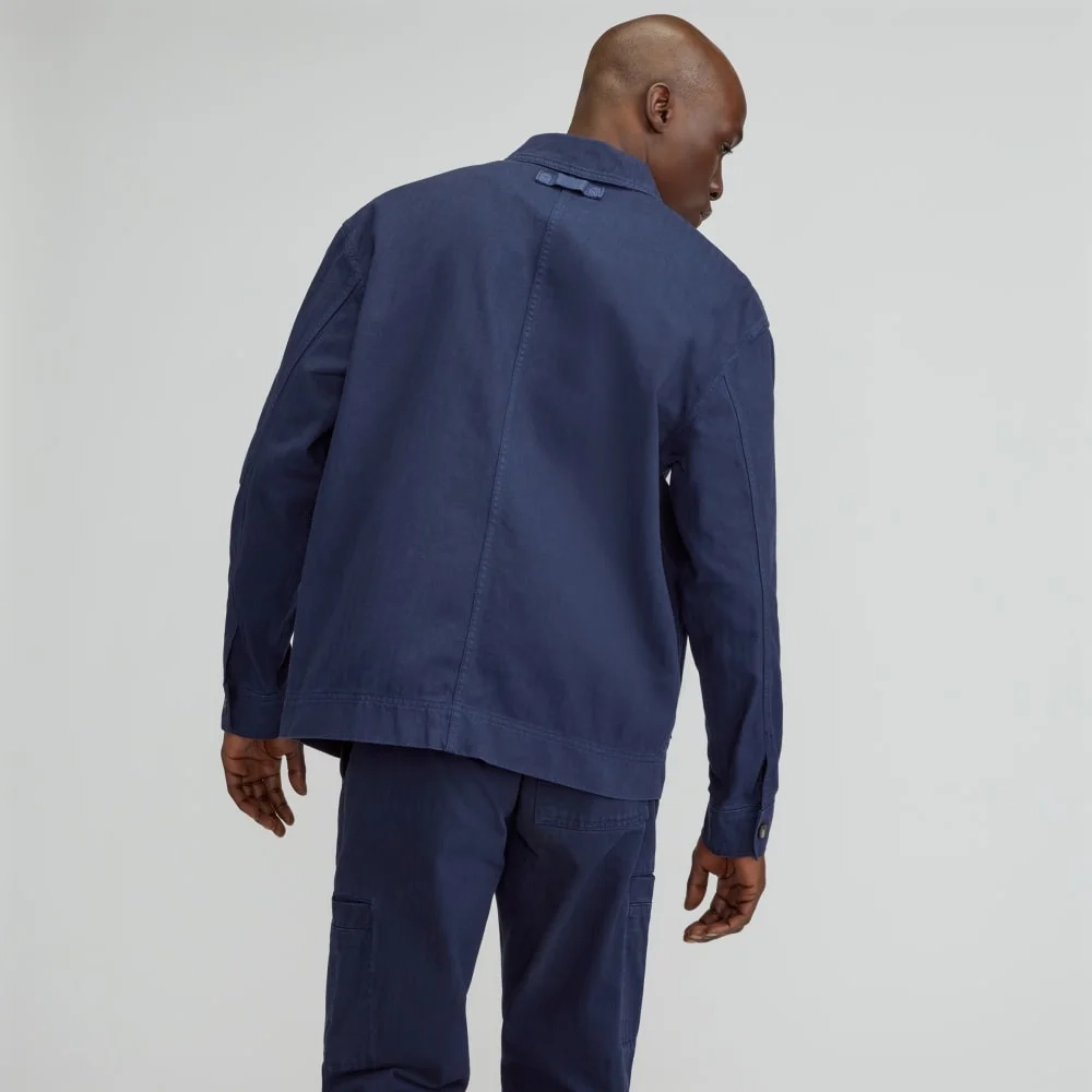 The Organic Cotton Herringbone Utility Jacket | Navy (3)