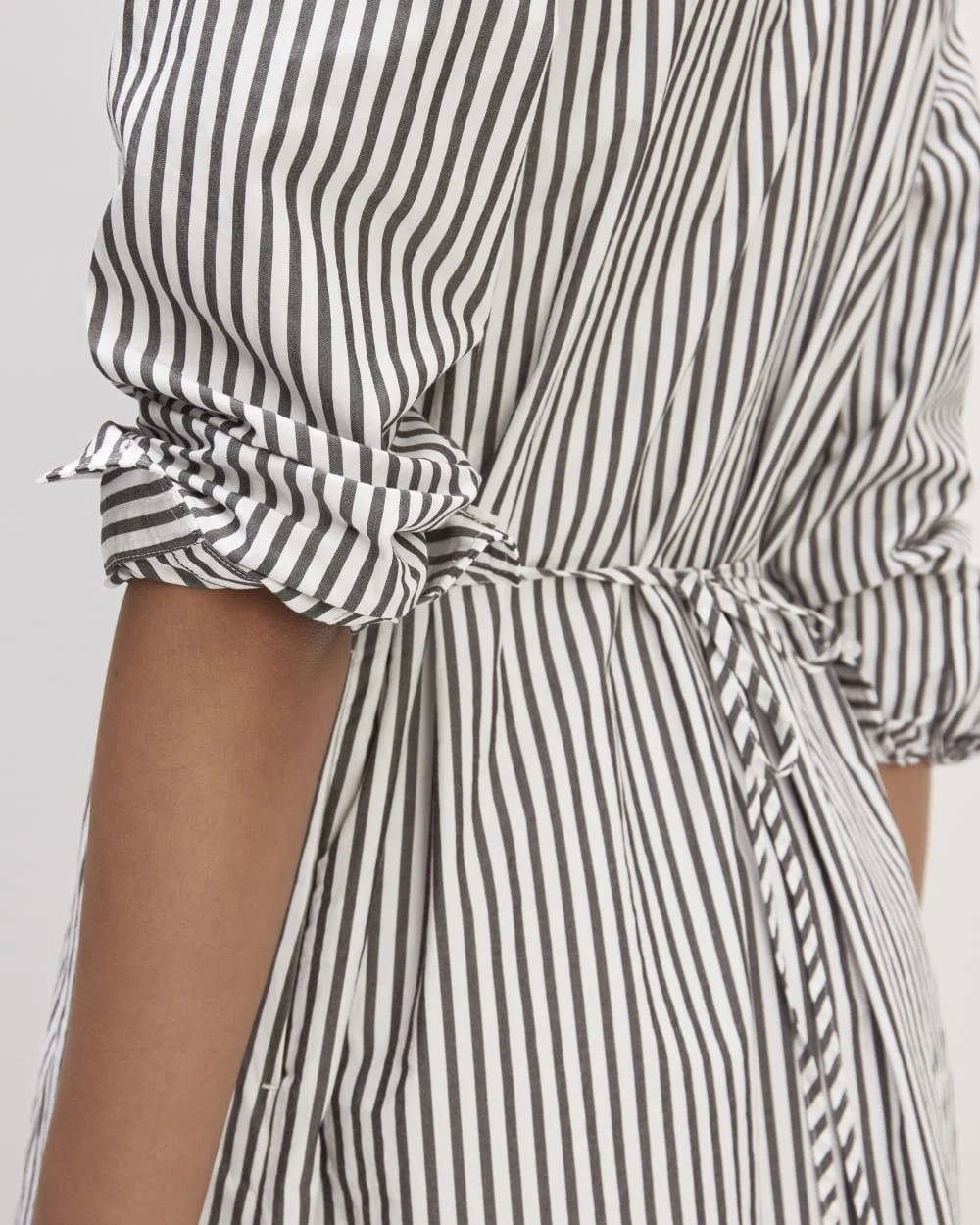 The Supima® Cotton Midi Shirt Dress | Optic White / Black (3)
