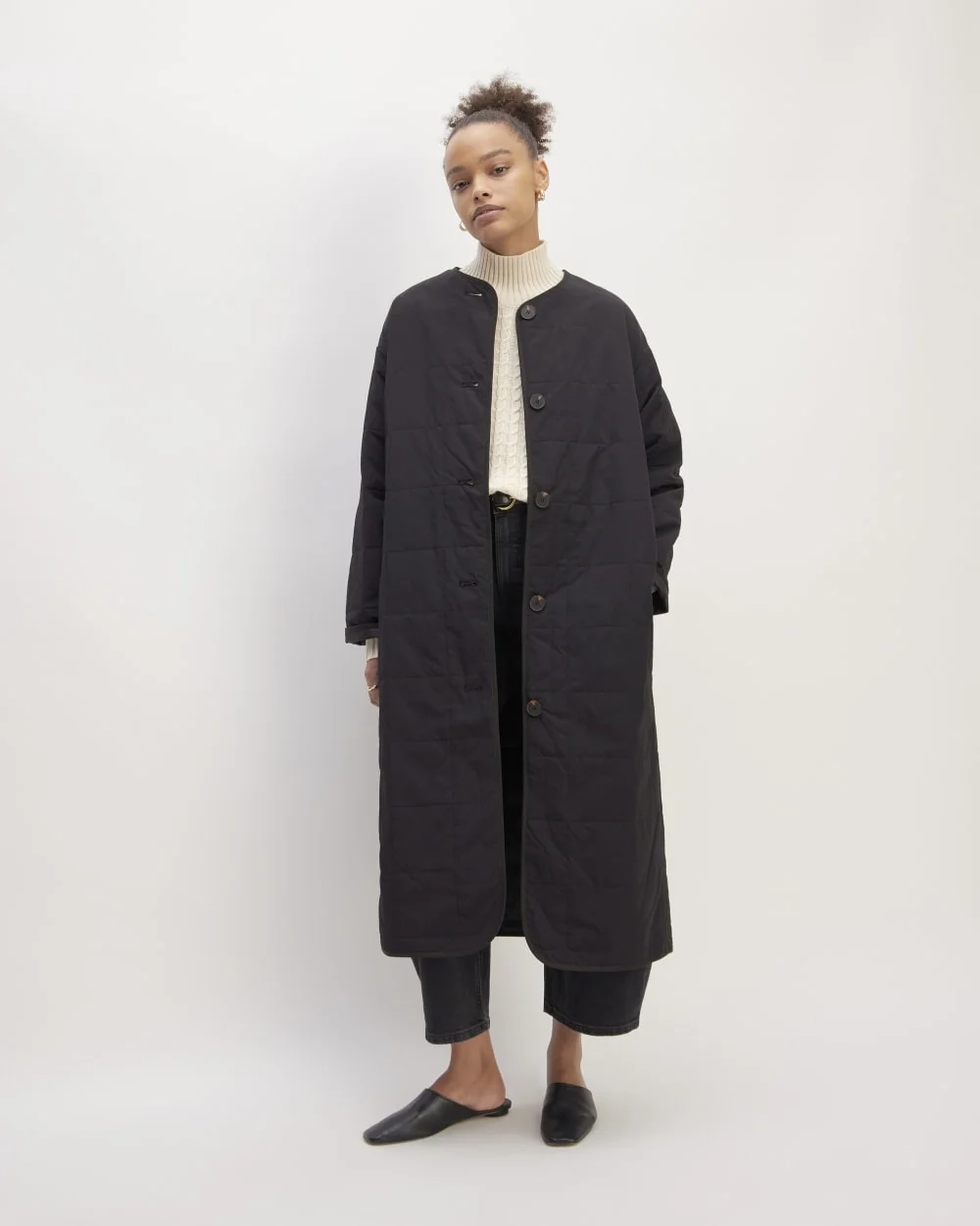 The ReNew Quilted Long Liner | Black
