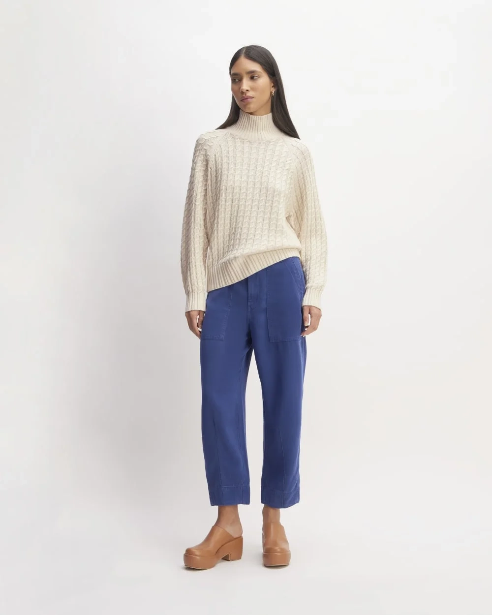 The Cotton Merino Cable Turtleneck | Canvas (2)