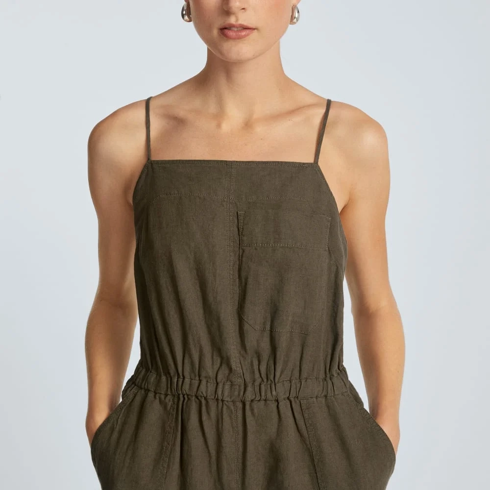 The Linen Shoestring Jumpsuit | Beech (4)