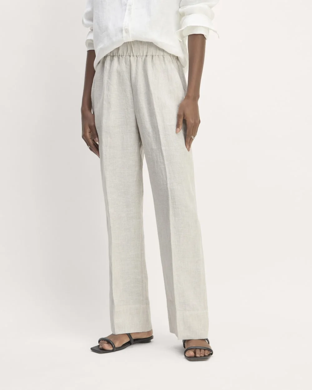 The Linen Easy Pant | Stone / White (3)
