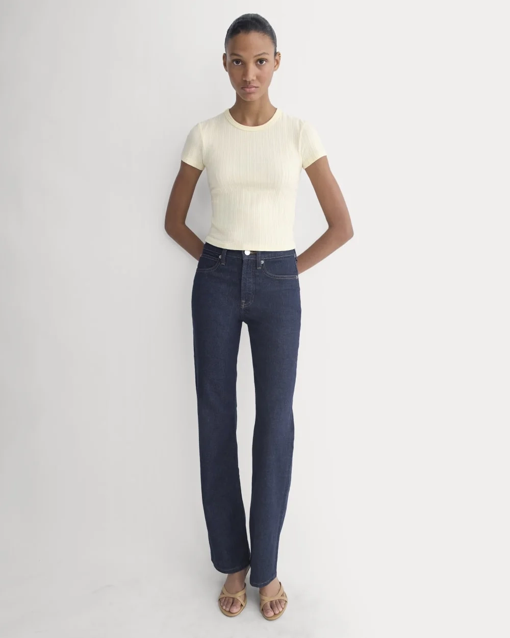 Cropped Crew in Pointelle | Lemon Icing (5)