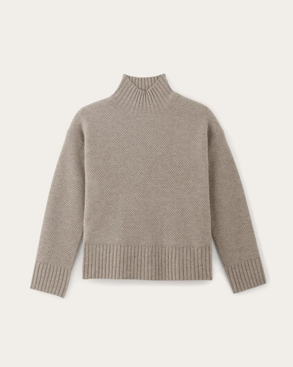 The Honeycomb Funnel Neck in Wool Cashmere | Oatmeal (2)
