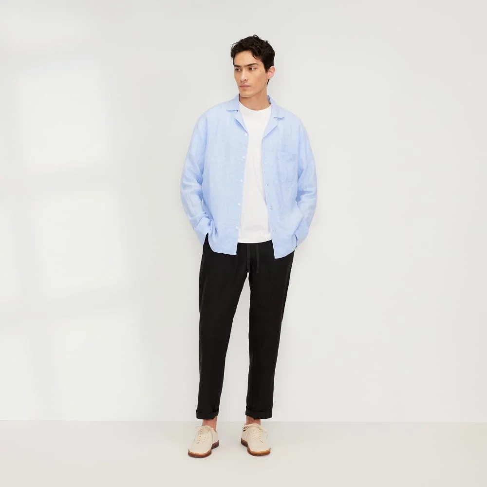 The Relaxed Linen Long-Sleeve Shirt | Light Blue (5)