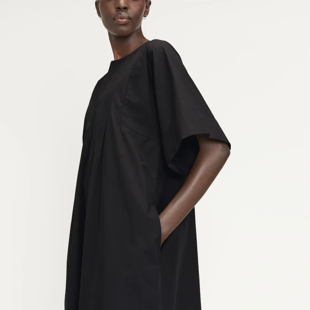 The Poplin Caftan Dress | Black (6)