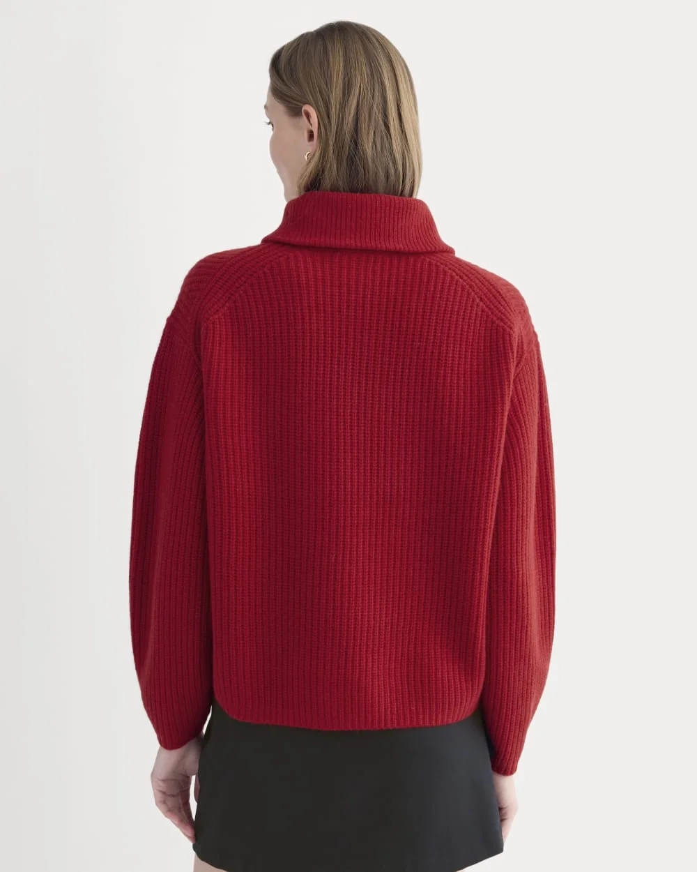 The Half-Zip Sweater in Luxe Merino | Berry Red (3)