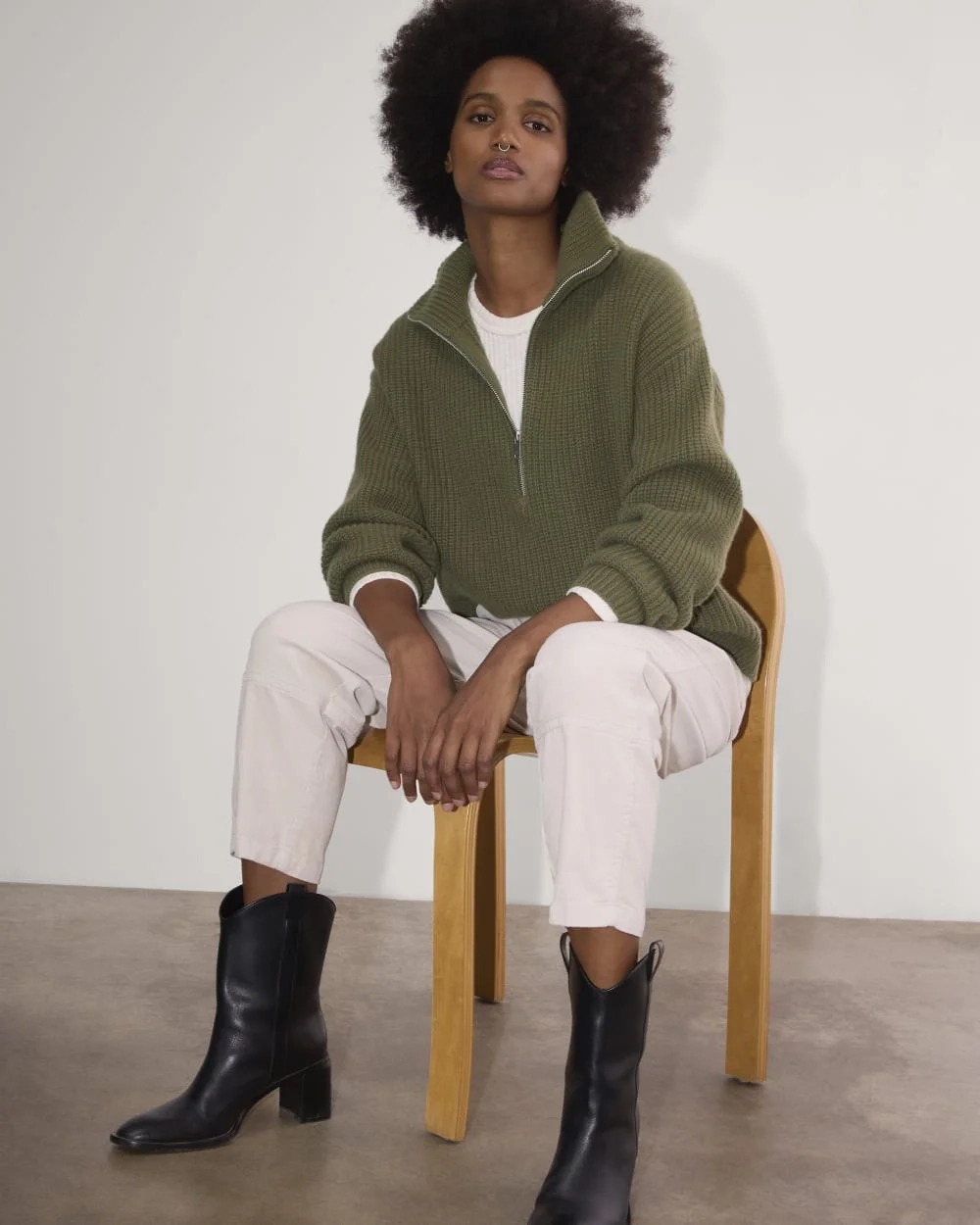 The Half-Zip Sweater in Luxe Merino | Kalamata (5)