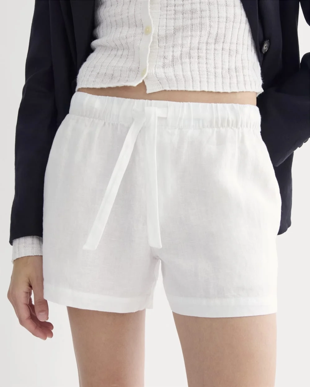 The Drawstring Boxer Short in Linen | White (3)