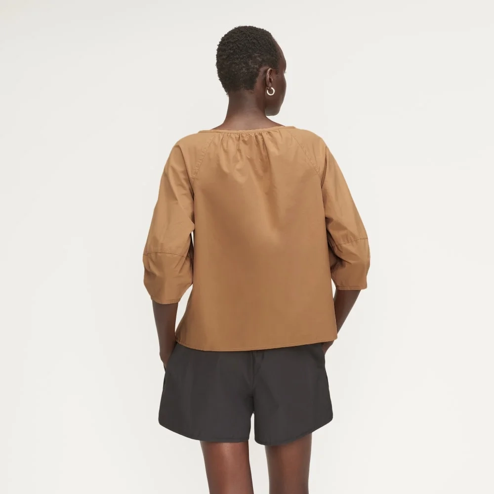 The Poplin Scoop-Neck Top | Caramel (3)