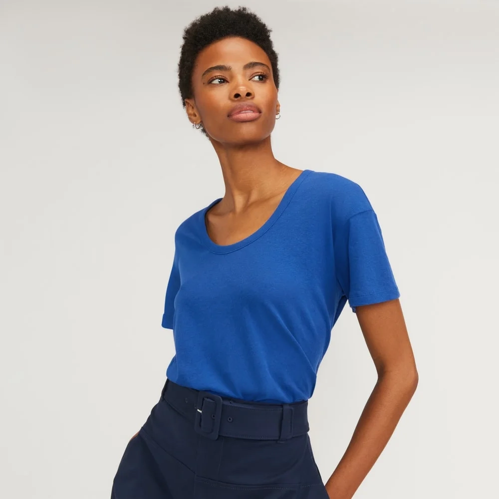 The Air Scoop-Neck Tee | Mazarine Blue (3)