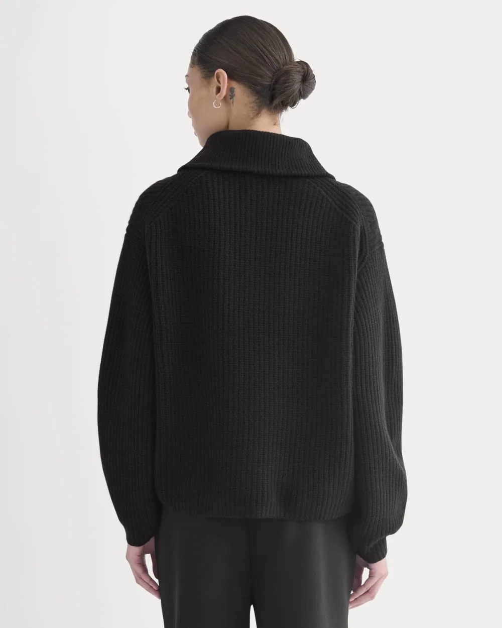 The Half-Zip Sweater in Luxe Merino | Black (4)
