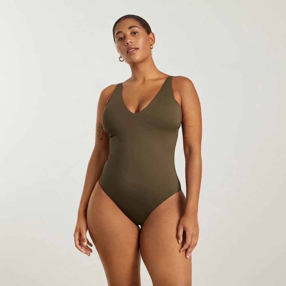 The V-Neck One-Piece | Beech (6)