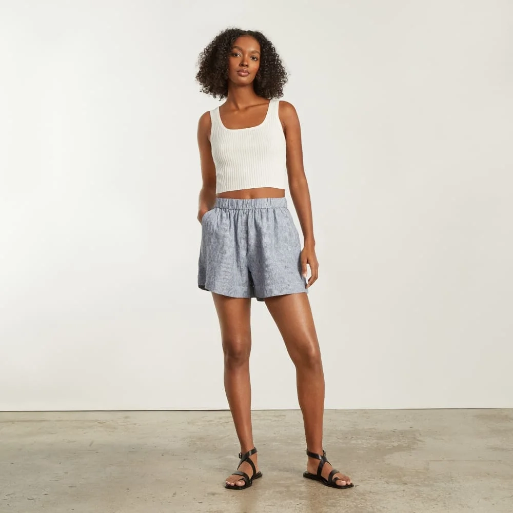 The Linen Boxer Short | Blue / White Pinstripe (4)