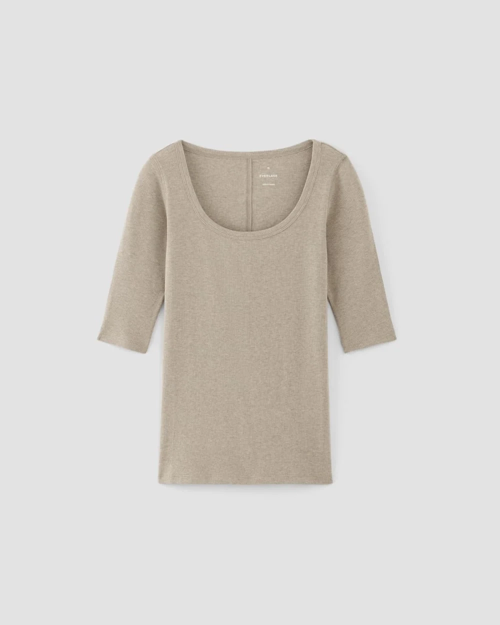 The Luxe Rib Scoop-Neck Tee | Heathered Tan (3)