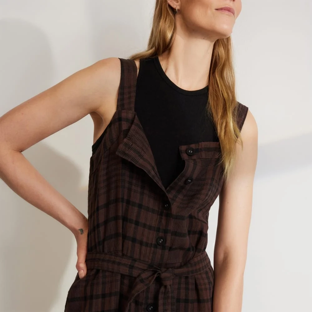 The Linen Jumpsuit | Chocolate Brown / Black (3)