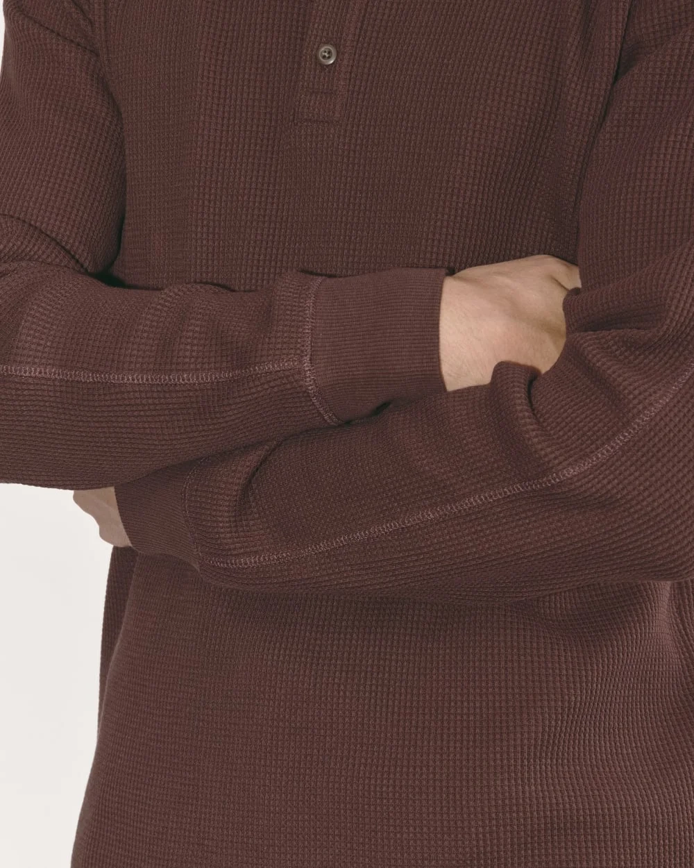 The Waffle Long-Sleeve Henley | Dark Mahogany (3)