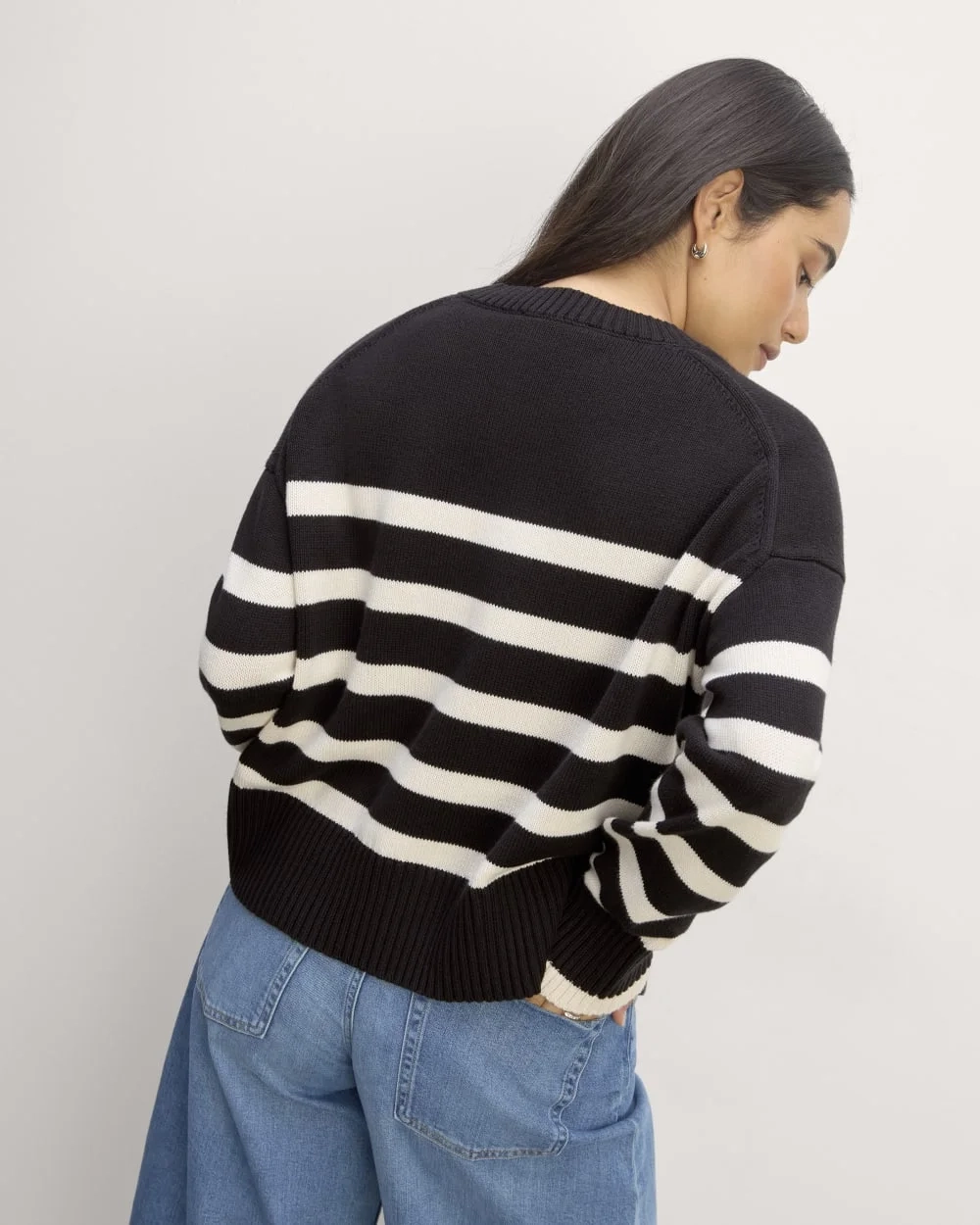The Boxy Sweater in Everyday Cotton | Black / Canvas (3)