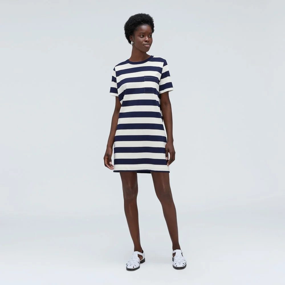 The Organic Cotton Weekend Tee Dress | Navy / Canvas (4)