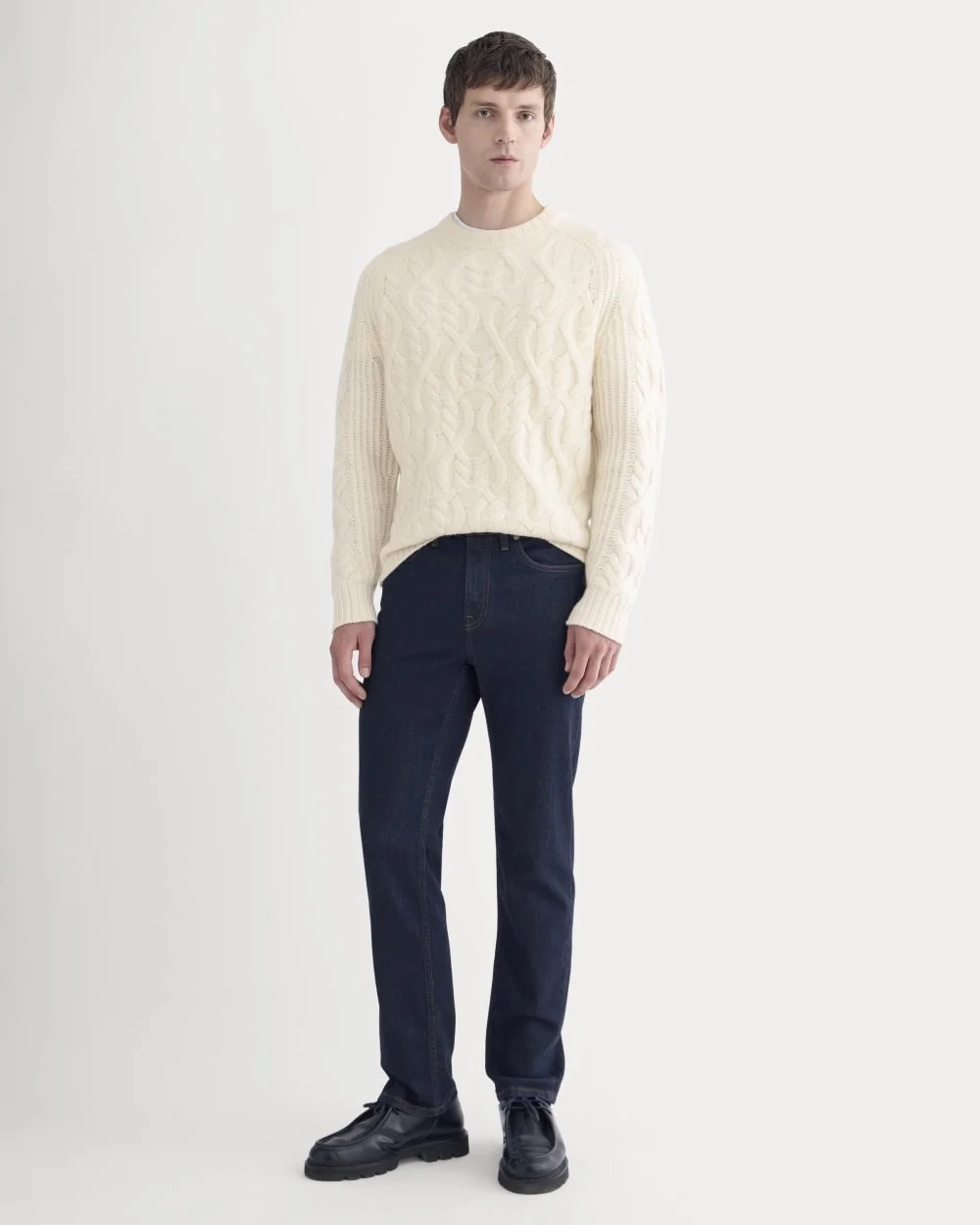 Cable Knit Crew in Luxe Merino | Bone (3)