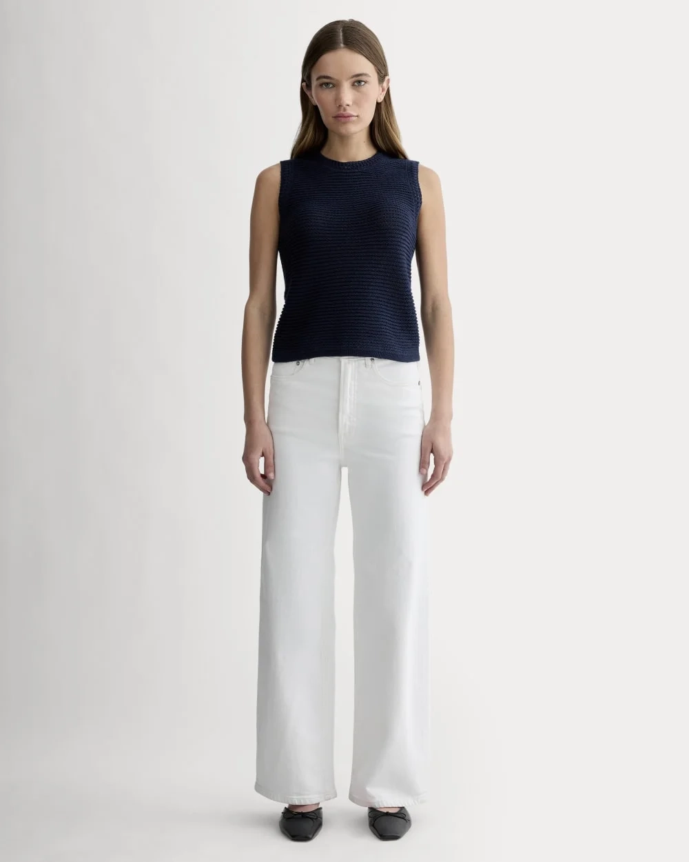 The Organic Cotton Open-Stitch Tank | Navy (3)