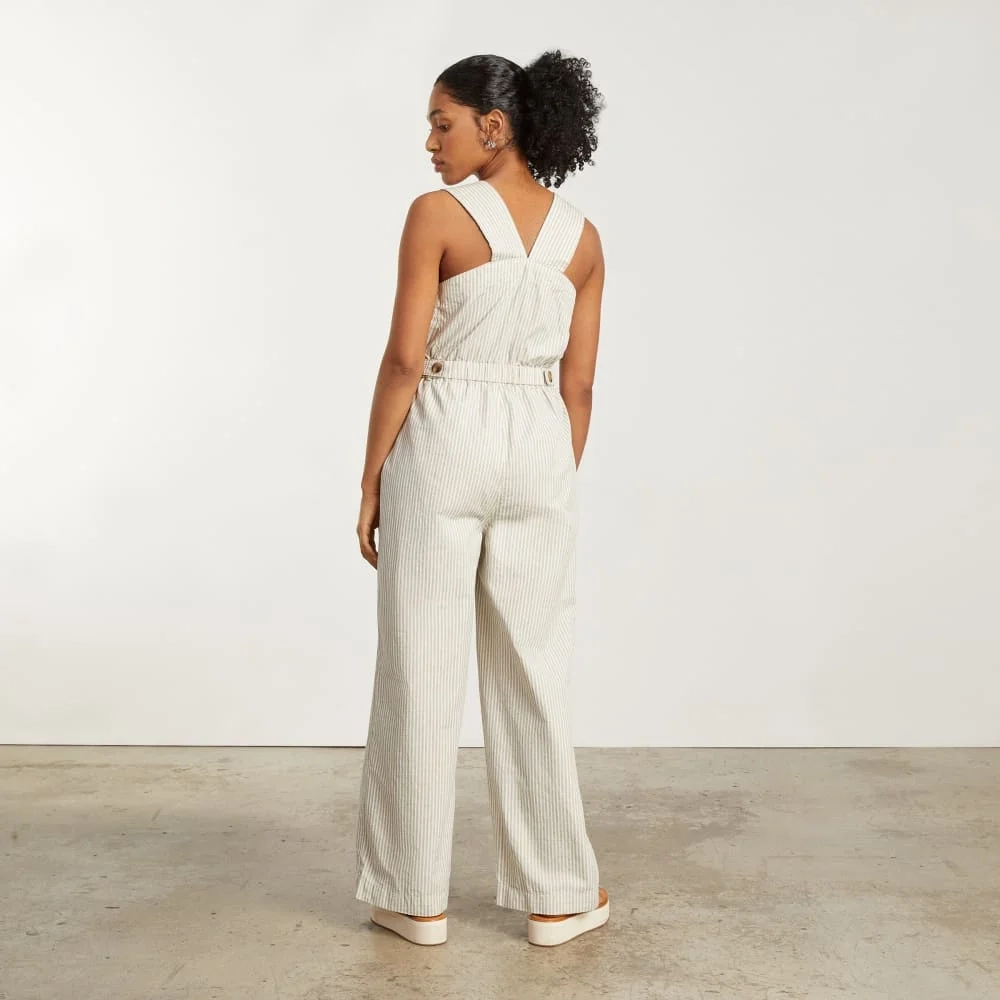 The Fatigue Apron Jumpsuit | Navy Stripe (3)
