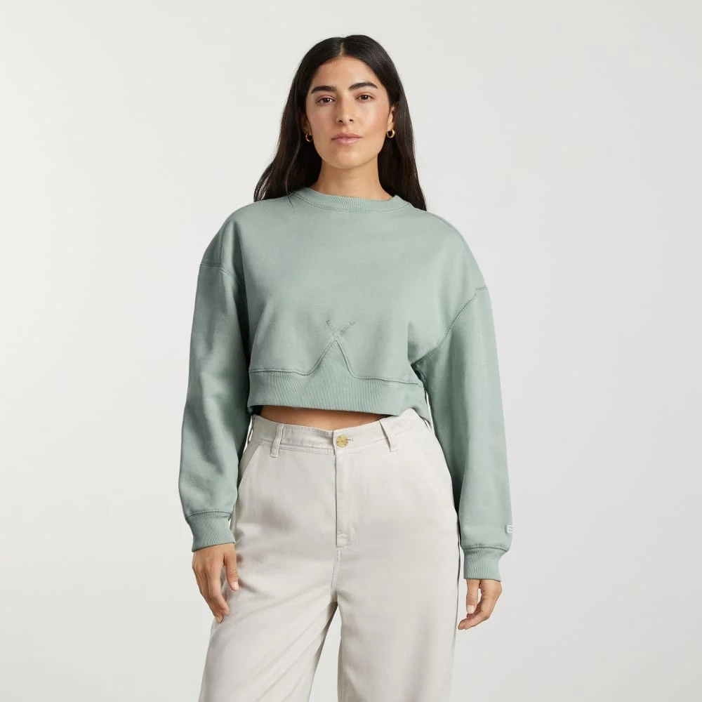 The Organic Cotton Cropped Crew | White Sage (5)