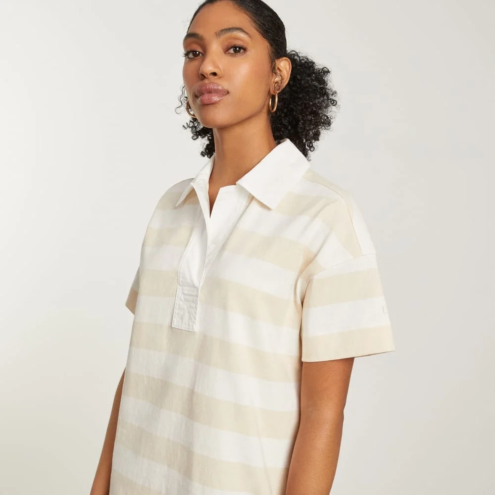 The Organic Cotton Polo Dress | Beech / Bone (3)