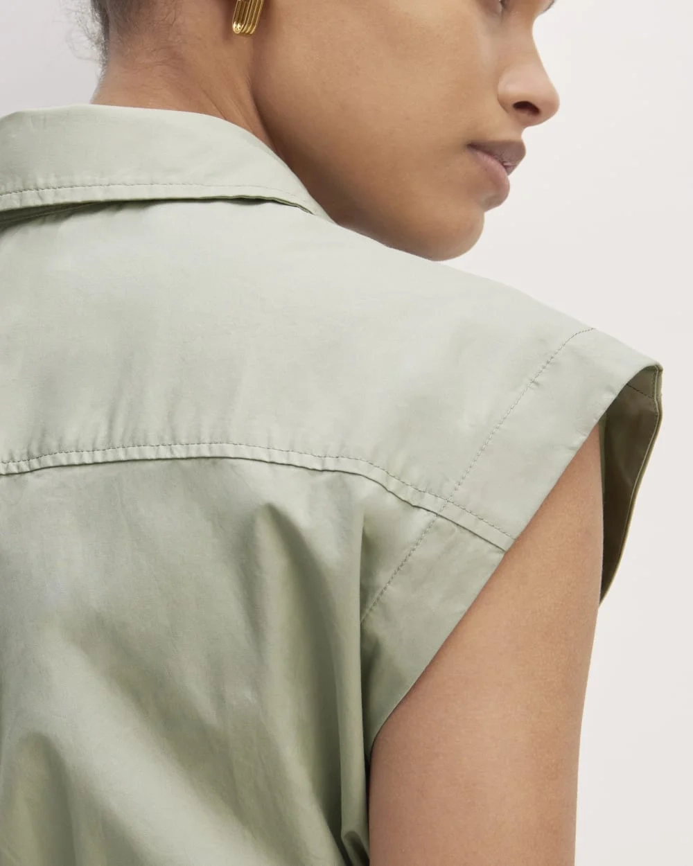 The Supima® Cotton Short-Sleeve Shirt Dress | Sage Green (3)