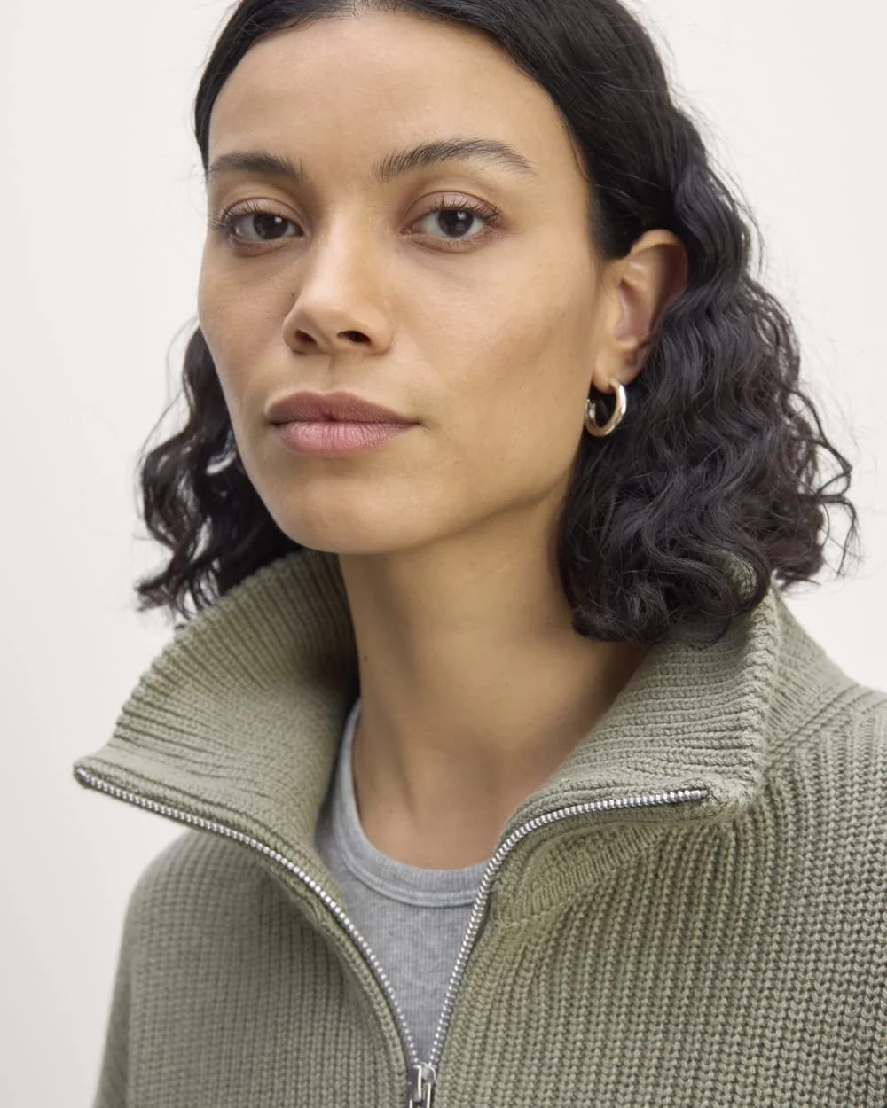 The Half-Zip in Everyday Cotton | Sage Green (5)