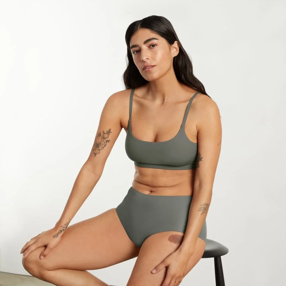 The Invisible Square-Neck Bralette | Pewter Green (6)