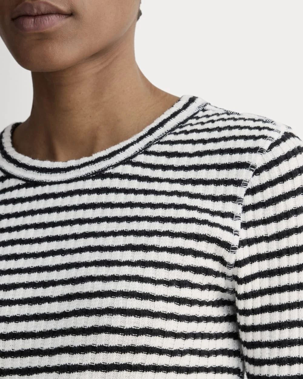 The Cozy Rib Long-Sleeve Tee | Bone / Black (3)