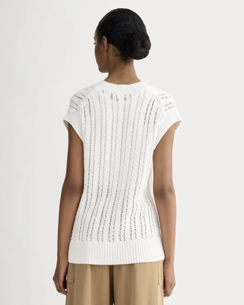 The Mesh Cable Vest in Everyday Cotton | White (2)
