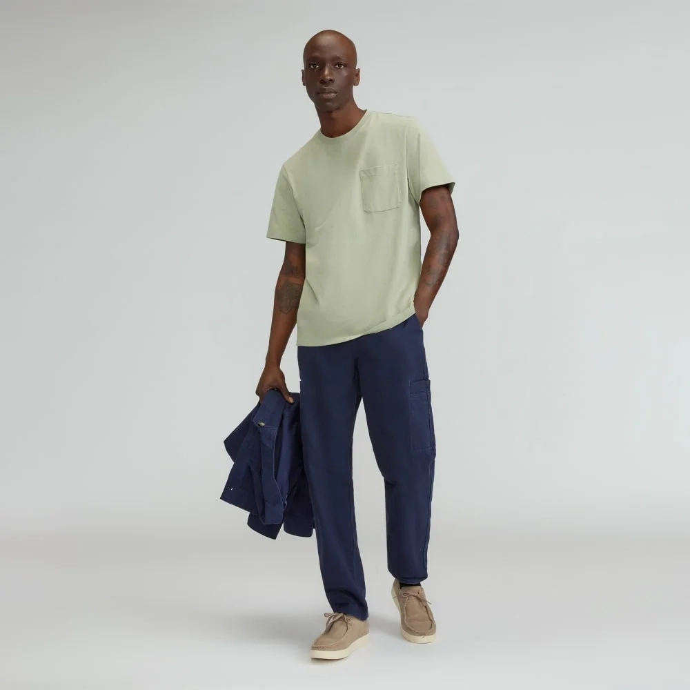 The Organic Cotton Herringbone Refined Cargo | Navy (4)