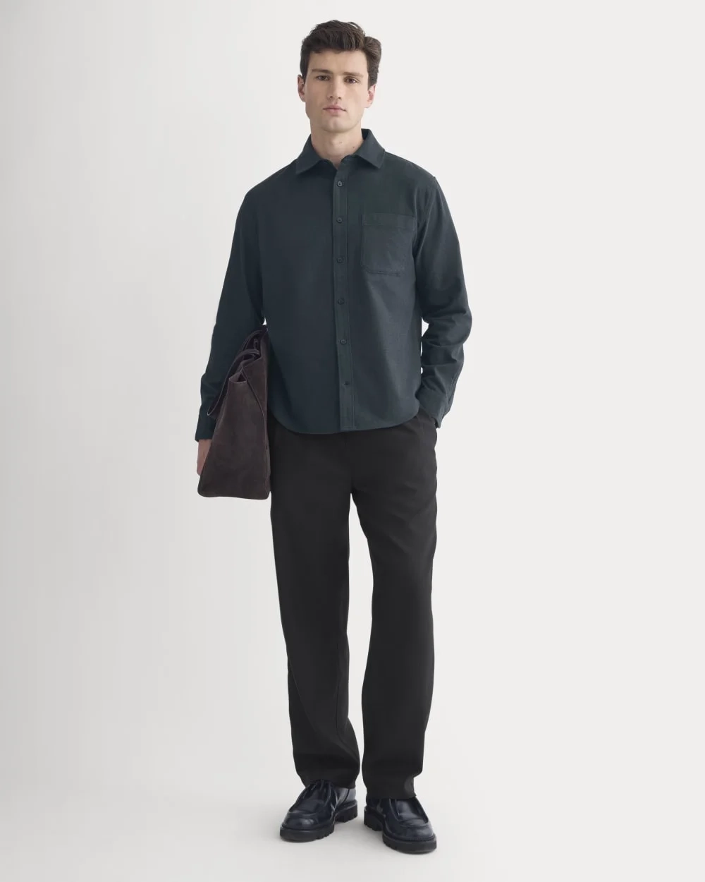 Brushed Flannel Shirt | Heathered Navy (5)