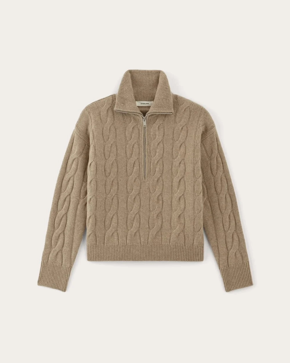 The Cable Half-Zip in Luxe Merino | Oat Melange (5)