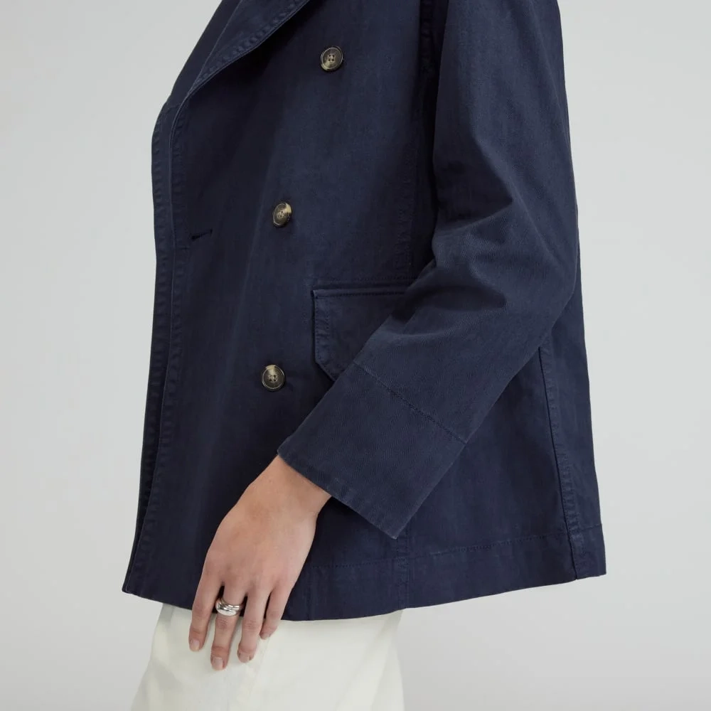 The Organic Cotton Herringbone Jacket | Navy (4)