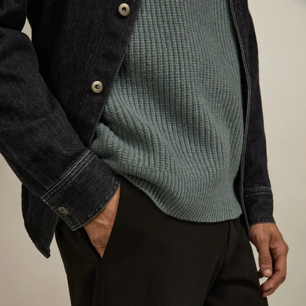 The Felted Merino Half-Zip Sweater | Storm Green (5)