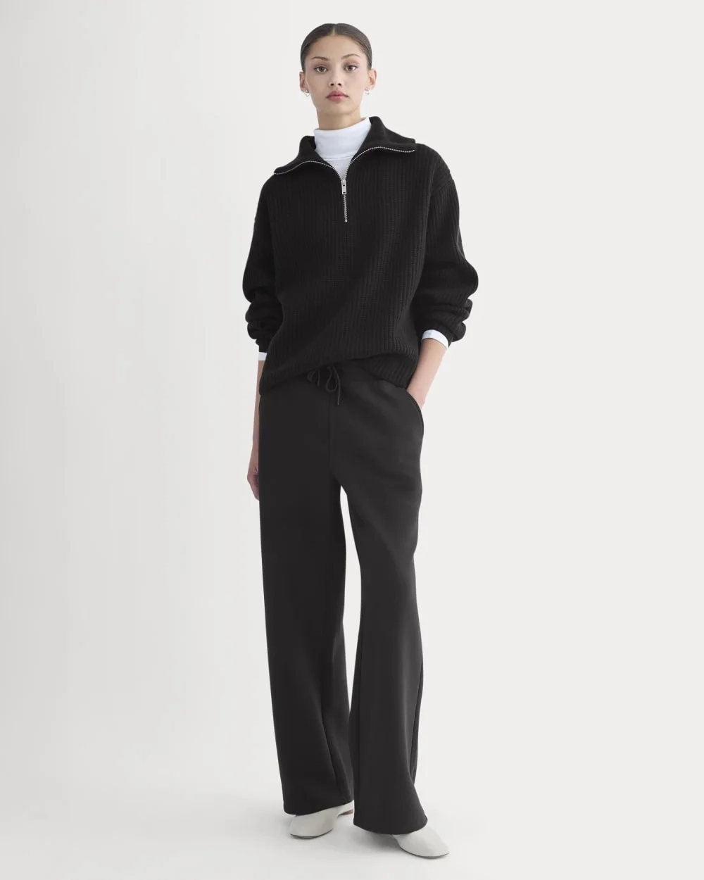 The Half-Zip Sweater in Luxe Merino | Black (5)
