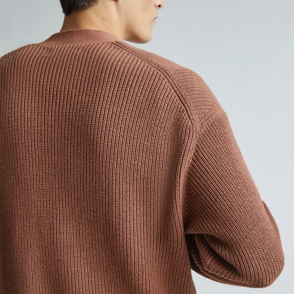 The No-Sweat Ribbed Cardigan | Carob Brown (4)