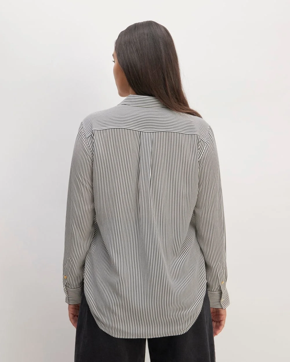 The Utility Shirt in Washable Silk | Black / White (6)