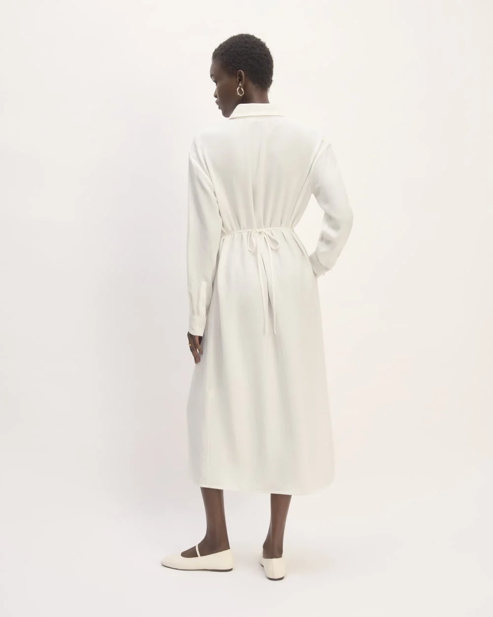 The Mini Jacquard Stripe Shirt Dress | Bone (3)