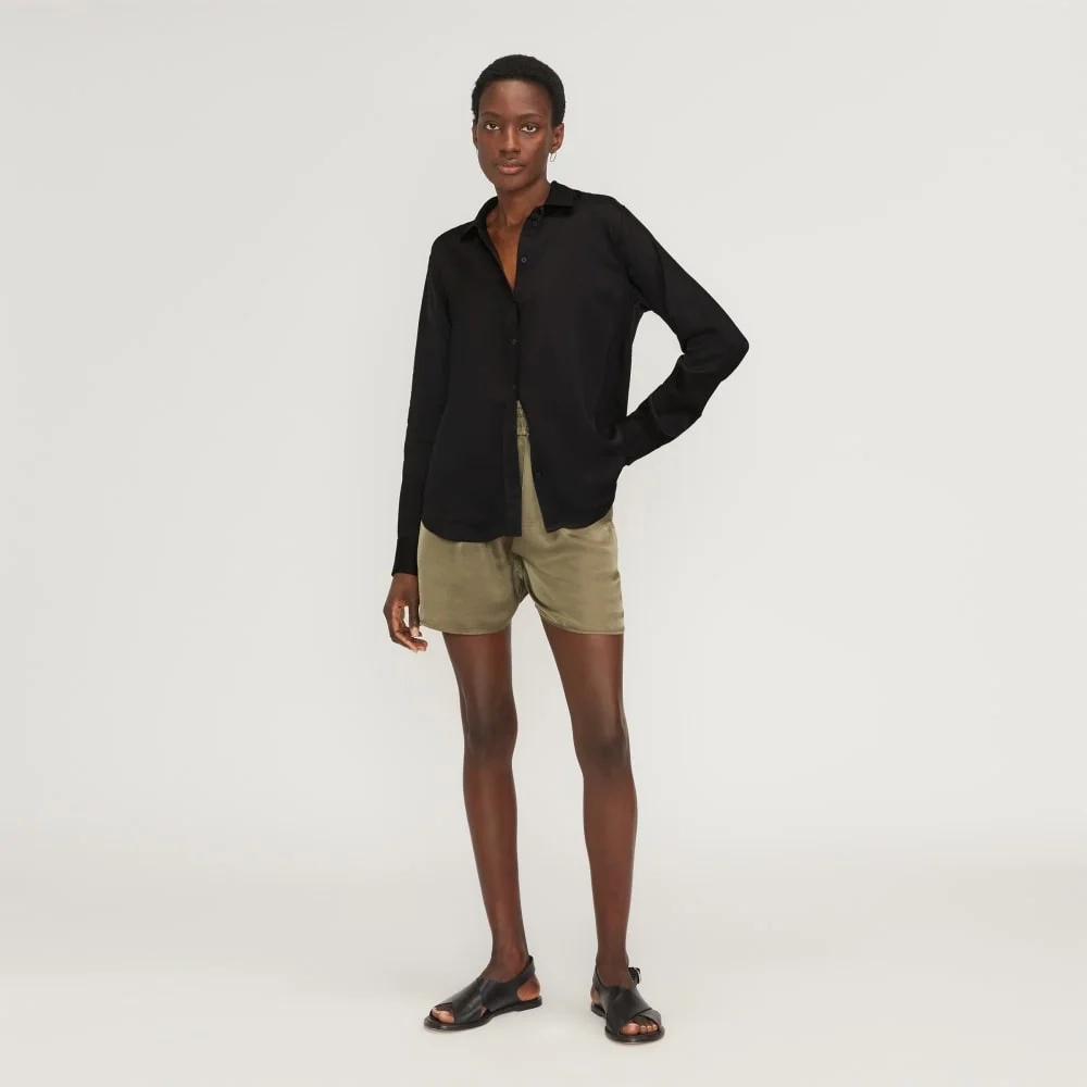 The Satin Relaxed Shirt | Black (5)