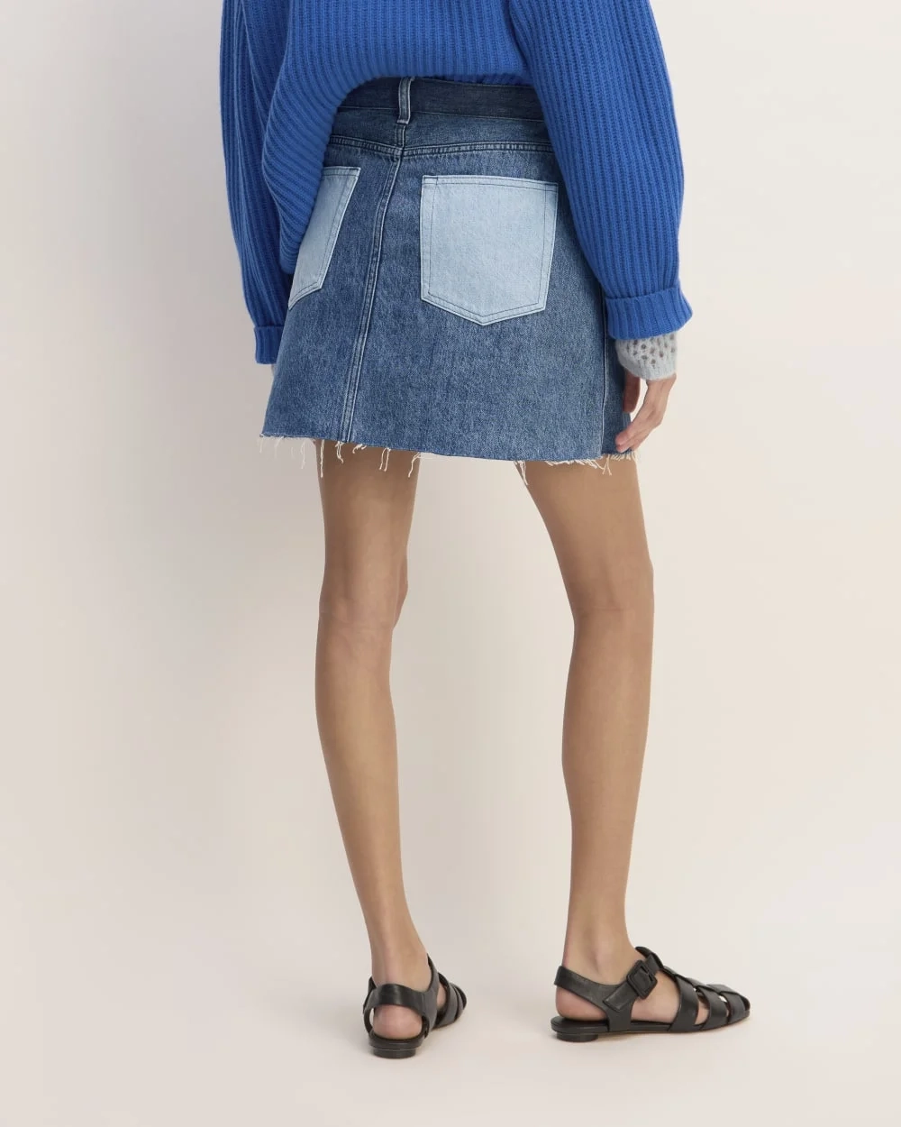 The Everlane x Marques' Almeida Denim Patchwork Mini Skirt | Diamond Blue (7)