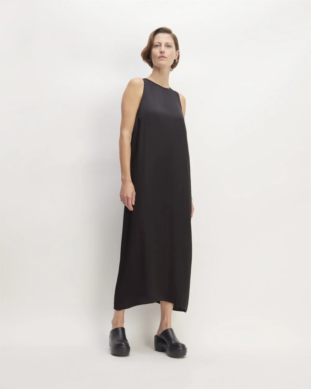 The Satin Racerback Slip Dress | Black