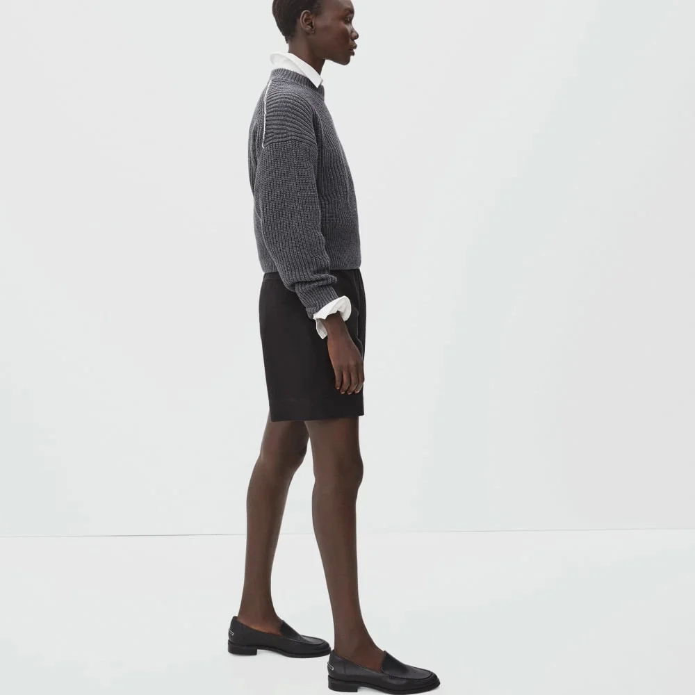 The Texture Cotton Crew | Heathered Charcoal Contrast Trim (4)