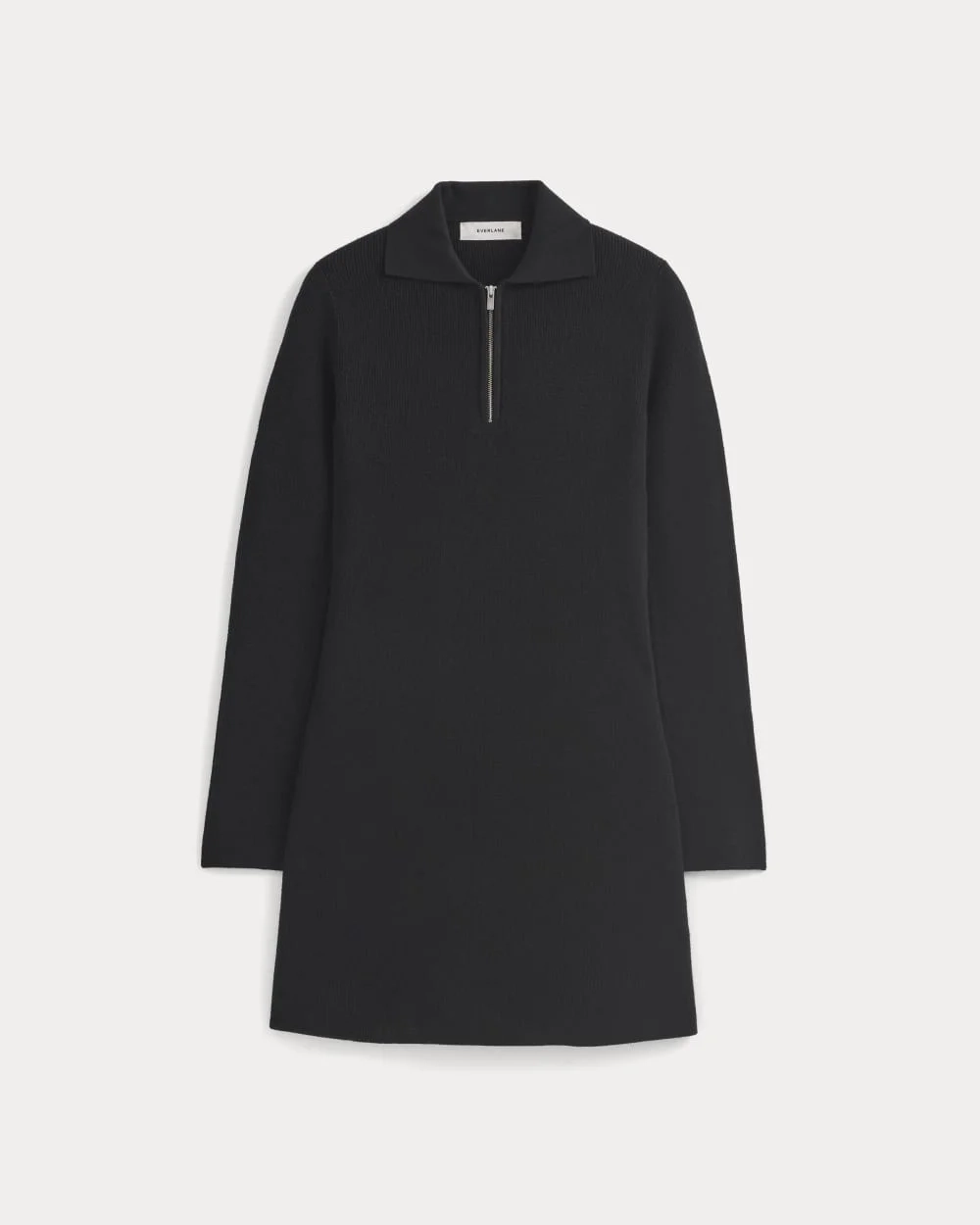 Knit Quarter-Zip Polo Dress | Black (4)