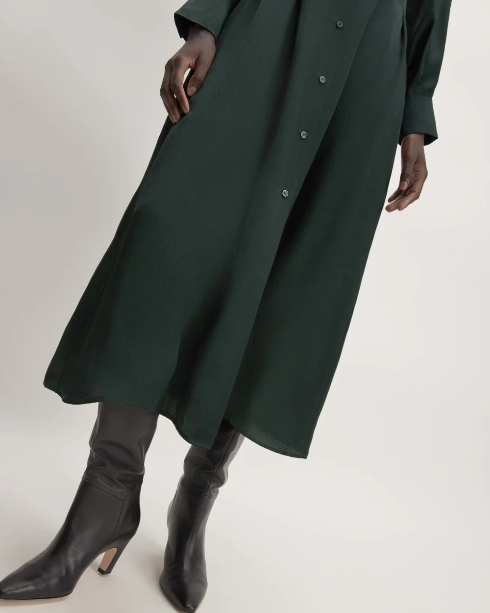 The Hammered Satin Shirt Dress | Scarab (5)
