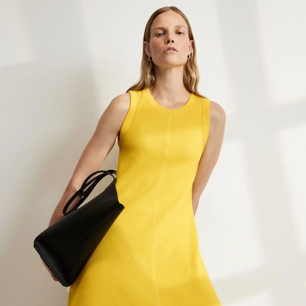 The  Organic Cotton Waffle Tank Dress | High Visibility Yellow (3)